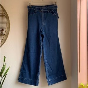 Wide leg dark denim jeans
